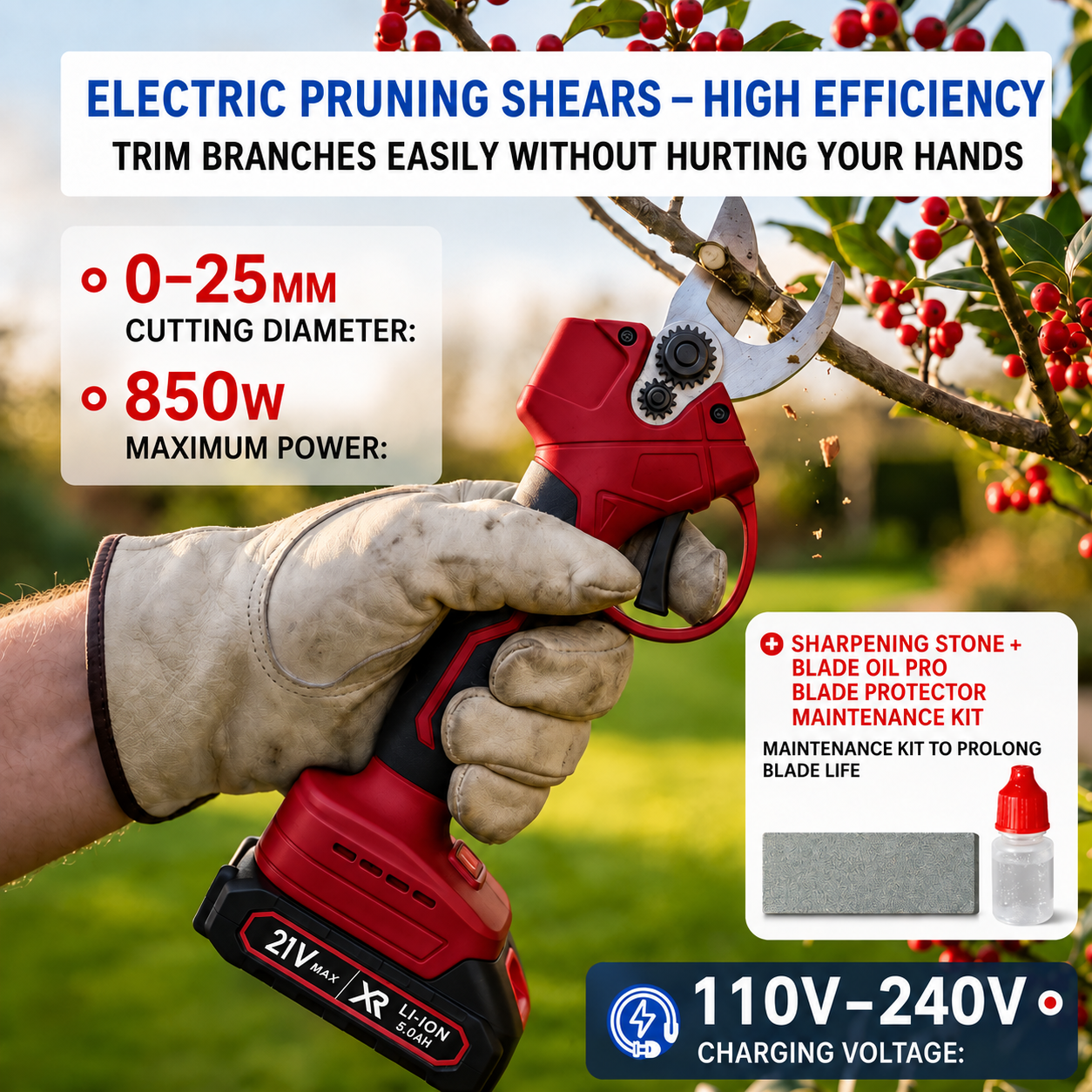 Red cordless leaf blower detail